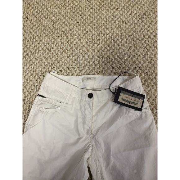 Prada Light Weight White Boot Leg Pants Size 38. Small Hole From Belt Loop... - Picture 2 of 8